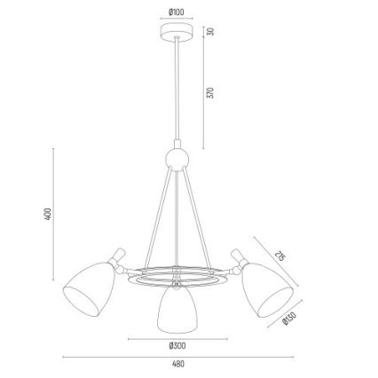 Argon 6148 - Lustre sur barre CHARLOTTE 3xE27/15W/230V blanc/doré