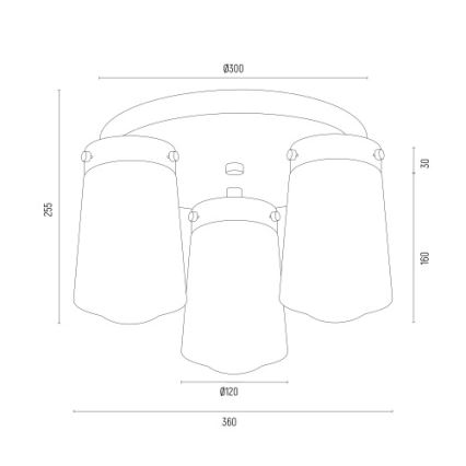 Argon 6165 - Surface-mounted Lustre PASADENA 3xE27/15W/230V doré/blanc