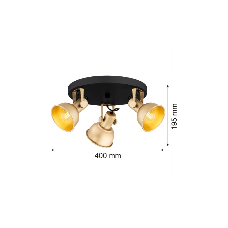 Argon 6243 - Spot LENORA 3xE14/7W/230V doré/noir
