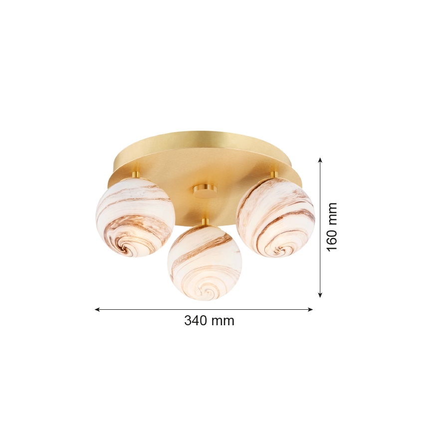 Argon 6290 - Plafonnier FABIO 3xE14/7W/230V albâtre doré
