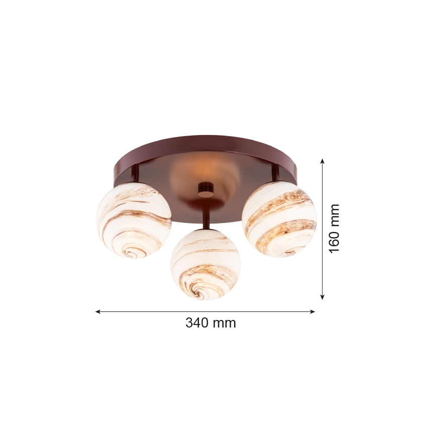 Argon 6292 - Plafonnier FABIO 3xE14/7W/230V albâtre marron