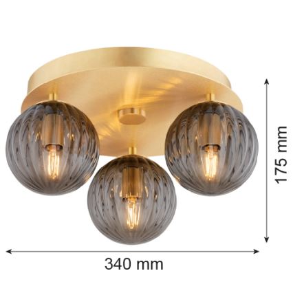 Argon 6308 - Plafonnier PALOMA 3xE14/7W/230V doré/noir
