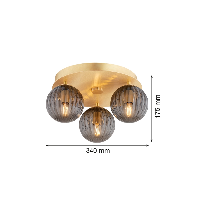 Argon 6308 - Plafonnier PALOMA 3xE14/7W/230V doré/noir