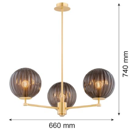 Argon 6310 - Suspension-barre PALOMA 3xE14/7W/230V doré/noir