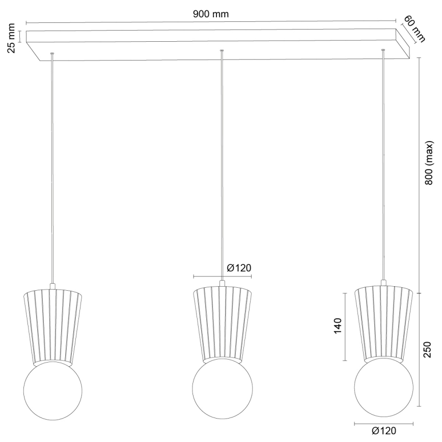 Argon 6358 - Suspension de salle de bains sur câble VOLANTE 3xG9/6W/230V IP44 marron