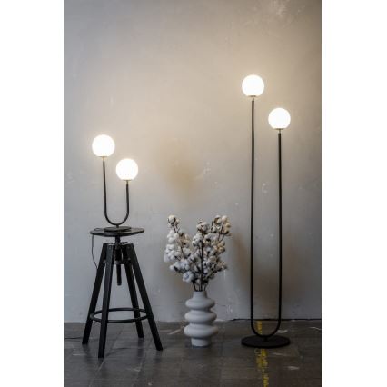 Argon 7073 - Lampadaire FERRONE 2xE14/7W/230V noir/blanc/doré