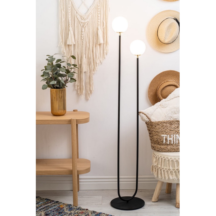 Argon 7073 - Lampadaire FERRONE 2xE14/7W/230V noir/blanc/doré