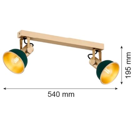 Argon 7143 - Spot LENORA 2xE14/7W/230V doré/vert