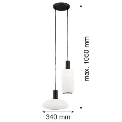 Argon 7214 - Suspension filaire SAGUNTO PLUS 2xE27/15W/230V noir