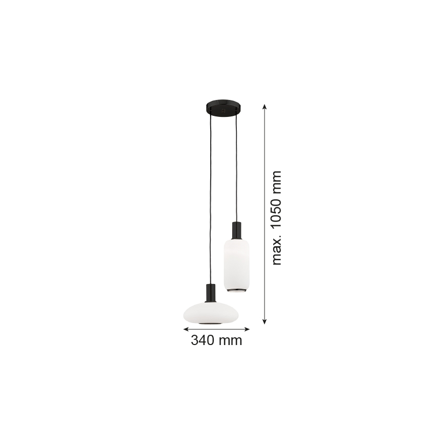 Argon 7214 - Suspension filaire SAGUNTO PLUS 2xE27/15W/230V noir