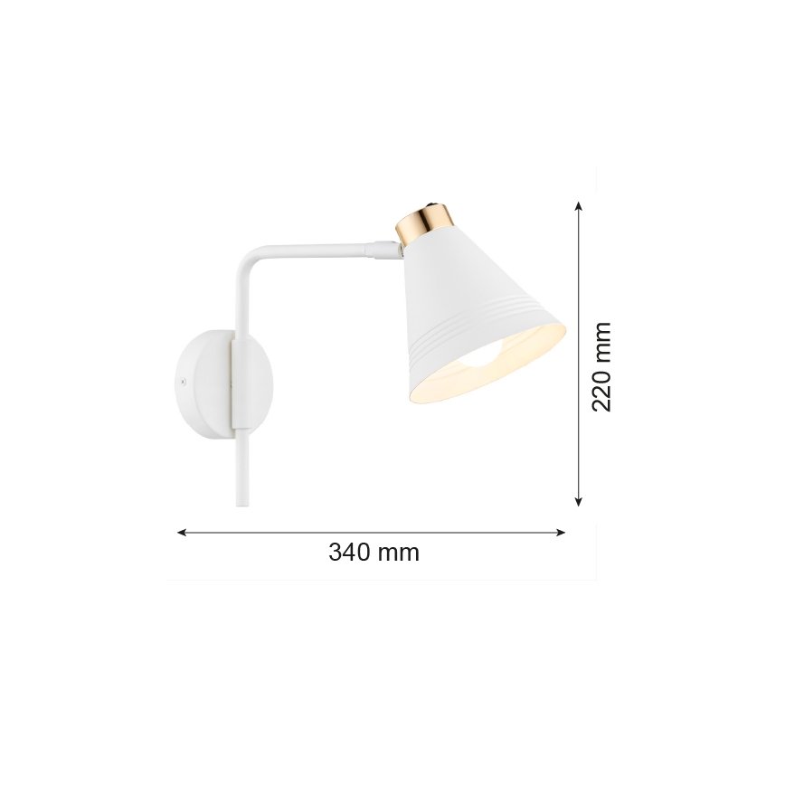Argon 8006 - Applique murale AVALONE 1xE27/15W/230V 34 cm blanc/doré