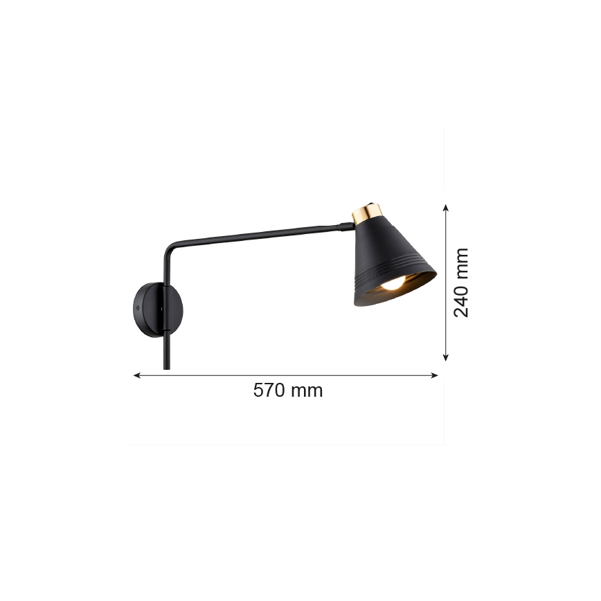 Argon 8009 - Applique murale AVALONE 1xE27/15W/230V 57 cm noir/doré
