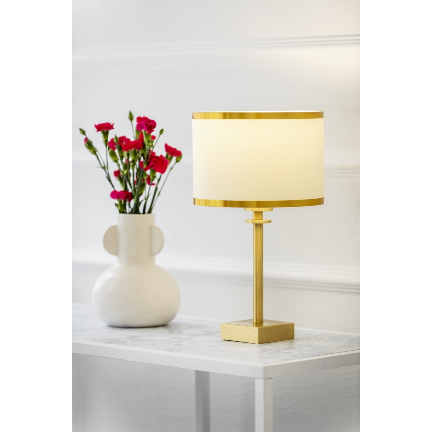 Argon 8047 - Lampe de table ABBANO 1xE27/15W/230V laiton/blanc