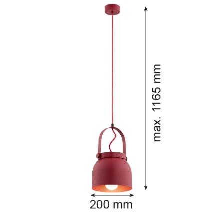 Argon 8282 - Suspension filaire LOGAN 1xE27/15W/230V diam. 20 cm rouge