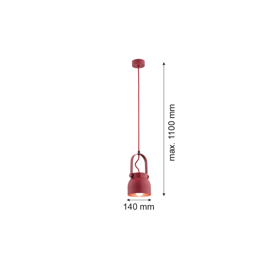 Argon 8292 - Suspension filaire LOGAN 1xE27/15W/230V diam. 14 cm rouge