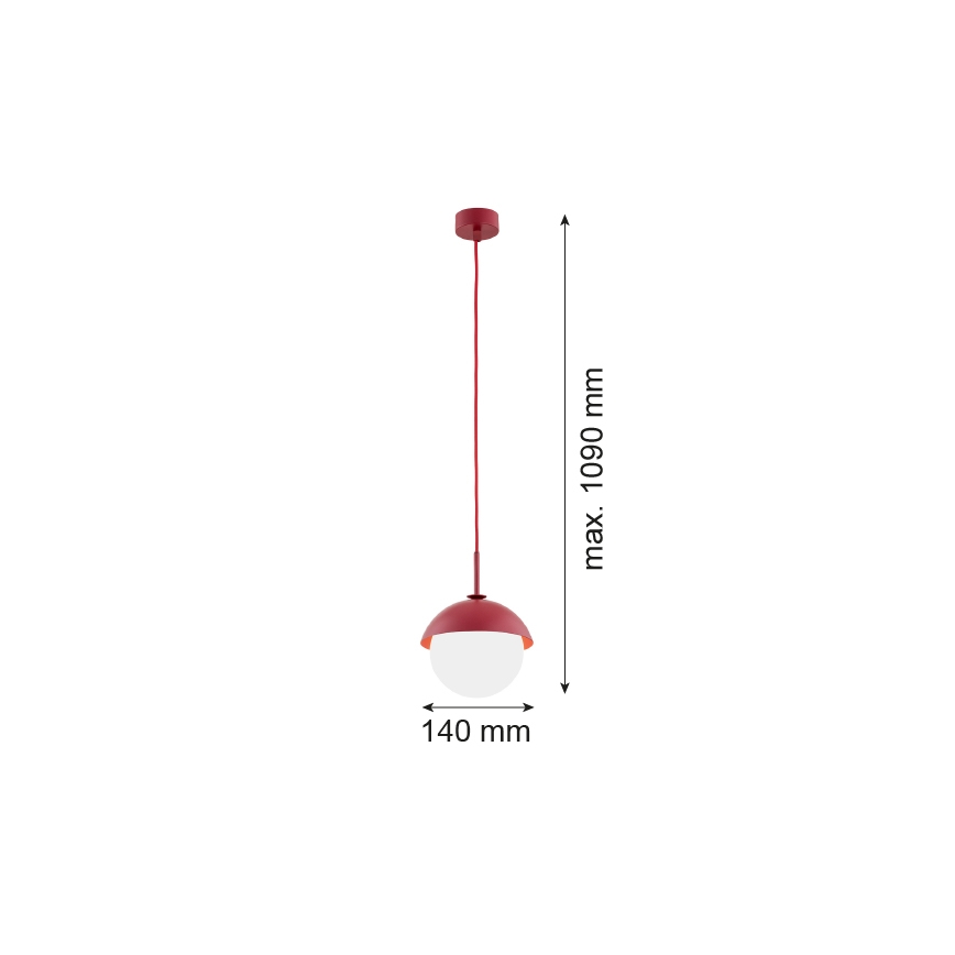 Argon 8296 - Suspension filaire CAPPELLO 1xE27/15W/230V rouge