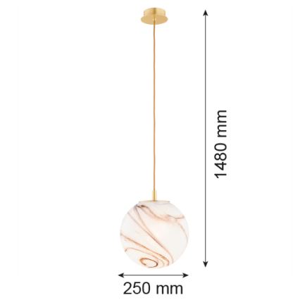 Argon 8447 - Suspension filaire ALMIROS 1xE27/15W/230V d. 25 cm albâtre doré