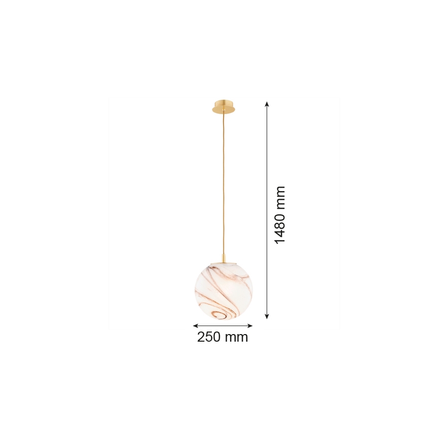 Argon 8447 - Suspension filaire ALMIROS 1xE27/15W/230V d. 25 cm albâtre doré
