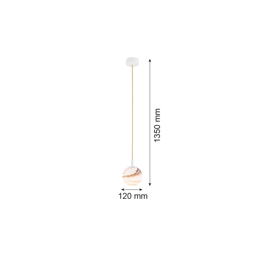 Argon 8451 - Suspension filaire ALMIROS 1xE14/7W/230V d. 12 cm albâtre blanc/doré