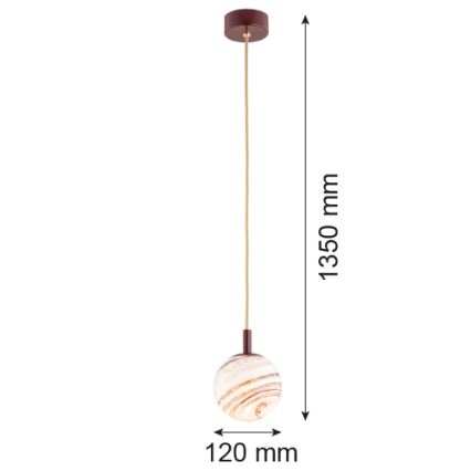 Argon 8452 - Suspension filaire ALMIROS 1xE14/7W/230V d. 12 cm albâtre marron/doré