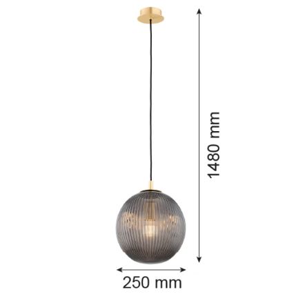 Argon 8513 - Suspension filaire PALOMA 1xE27/15W/230V d. 25 cm doré/noir