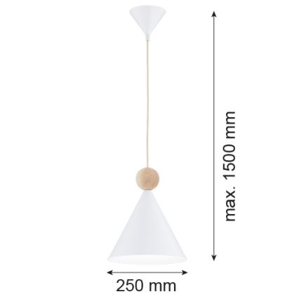 Argon 8629 - Suspension filaire KEGEL 1xE27/15W/230V blanc