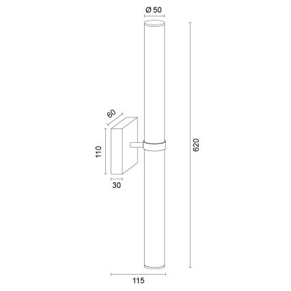 Argon 8927 - Éclairage miroir LED BATUMI pour salle de bains, 24W/230V, 3000K, IP44, noir