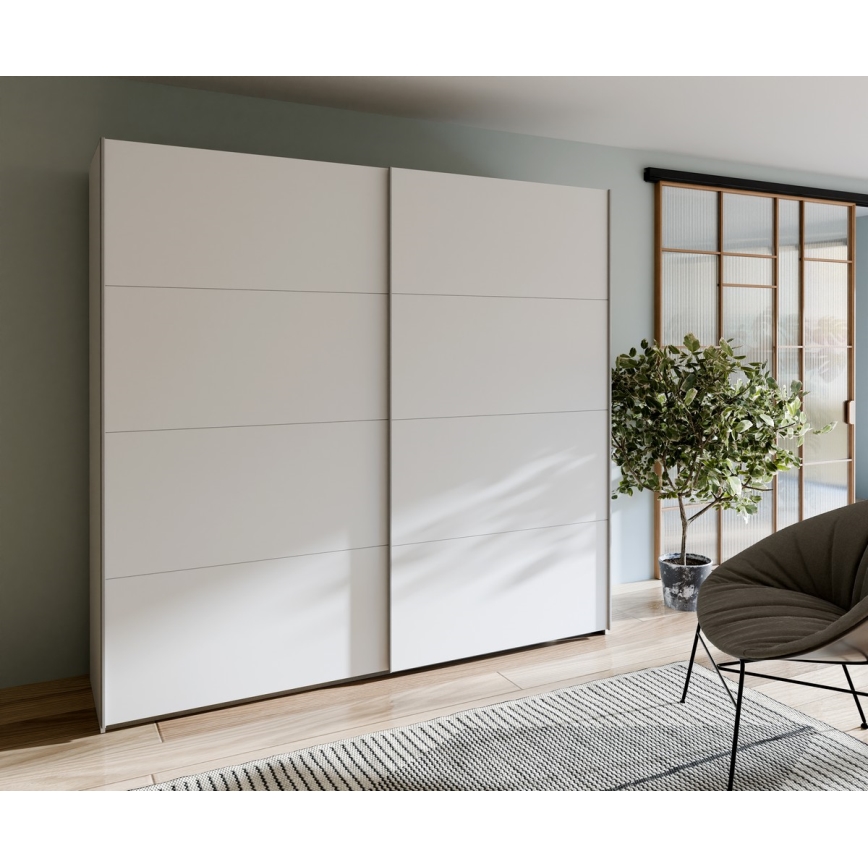 Armoire avec miroir KARO 220 x 210 cm blanche