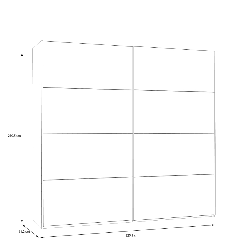 Armoire avec miroir KARO 220 x 210 cm blanche