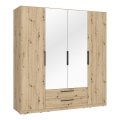 Armoire avec miroir MARO 200x213 cm, finition chêne artisan