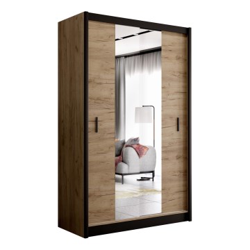 Armoire avec miroir MIRO 150x215 cm chêne craft/noir