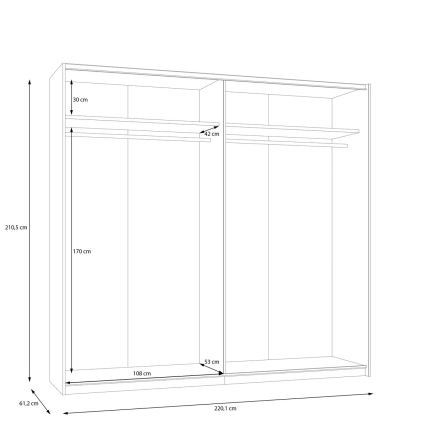 Armoire avec miroir ODEN 220x210 cm beige