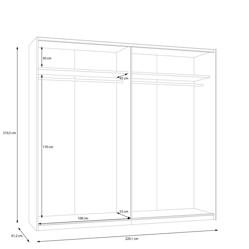 Armoire avec miroir ODEN 220x210 cm beige