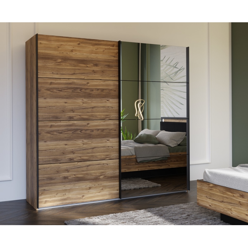 Armoire avec miroir OREN 220x210 cm chêne artisan