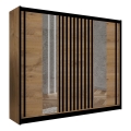 Armoire avec miroir SANTINO 250x215 cm chêne craft/noir