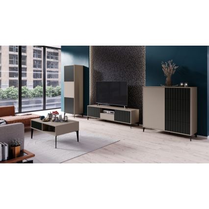Armoire avec tiroirs RONJA taupe/noir