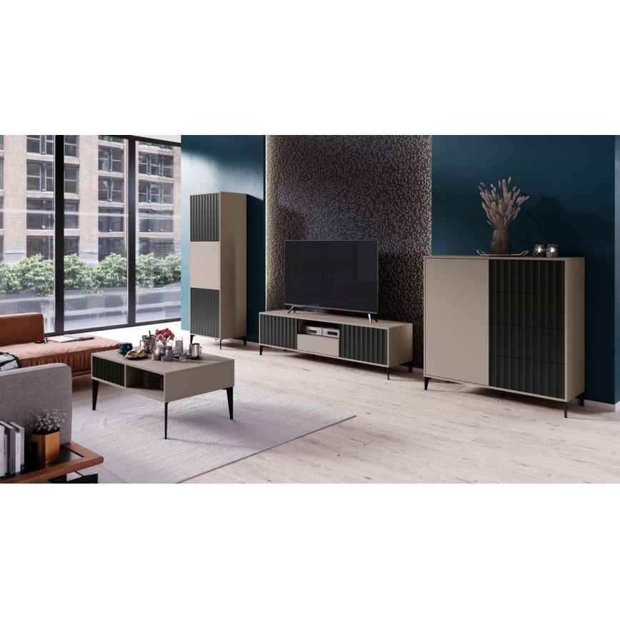 Armoire avec tiroirs RONJA taupe/noir