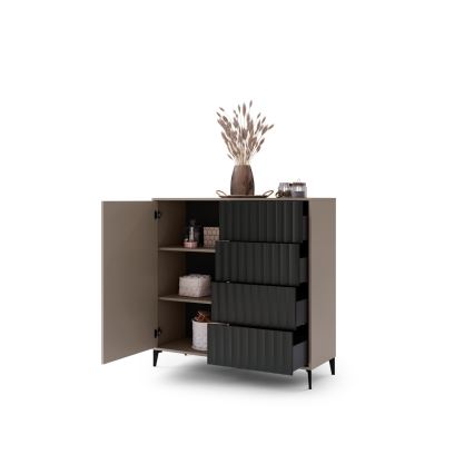 Armoire avec tiroirs RONJA taupe/noir
