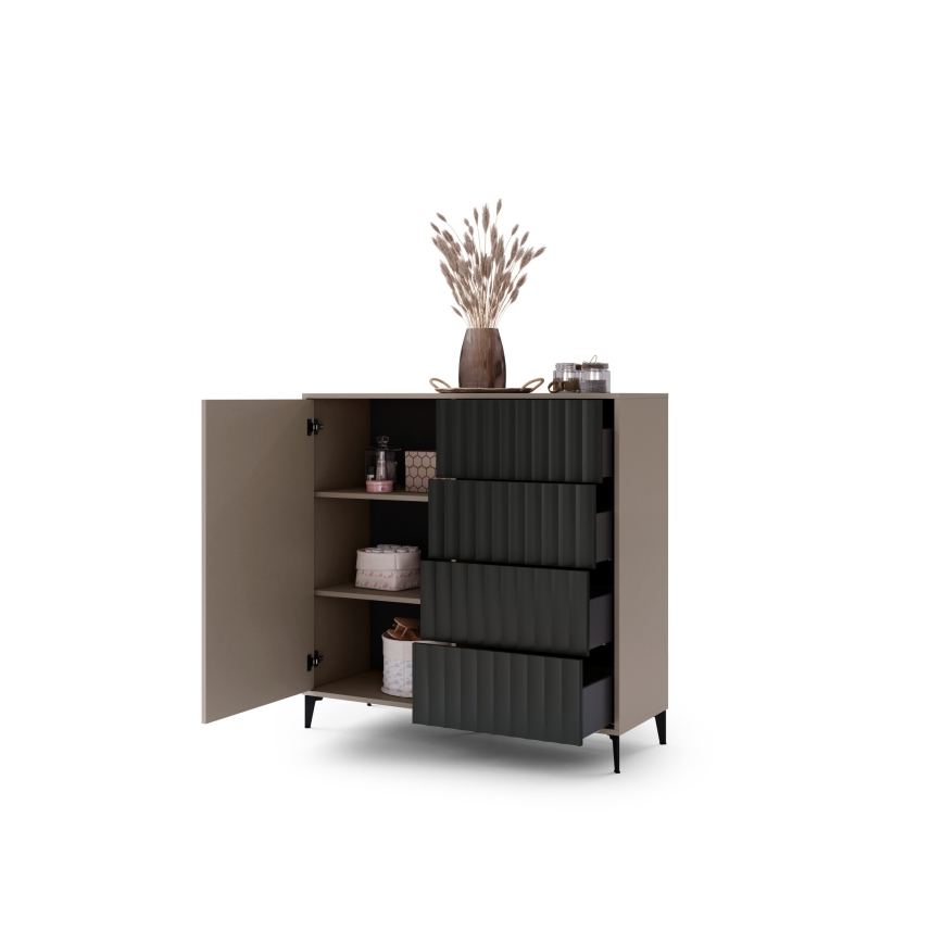 Armoire avec tiroirs RONJA taupe/noir