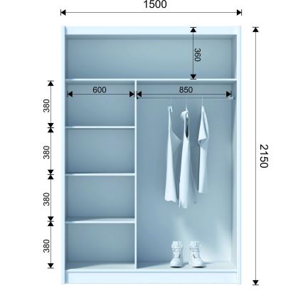 Armoire à portes coulissantes SAPHIRA 150x215 cm chêne wotan