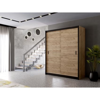 Armoire à portes coulissantes SAPHIRA 203x215 cm chêne craft
