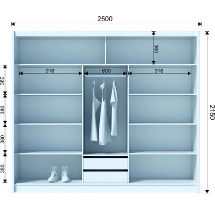 Armoire à portes coulissantes SAPHIRA 250x215 cm chêne sonoma