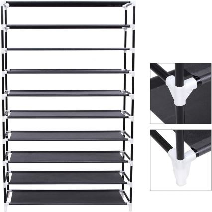 Armoire de rangement en tissu à étagères MATIS 100 x 162 cm noire
