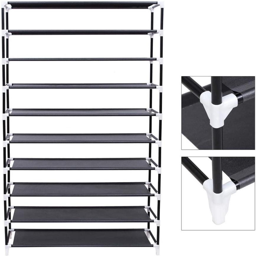 Armoire de rangement en tissu à étagères MATIS 100 x 162 cm noire