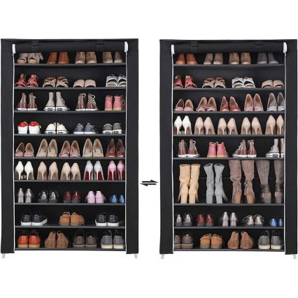 Armoire de rangement en tissu à étagères MATIS 100 x 162 cm noire