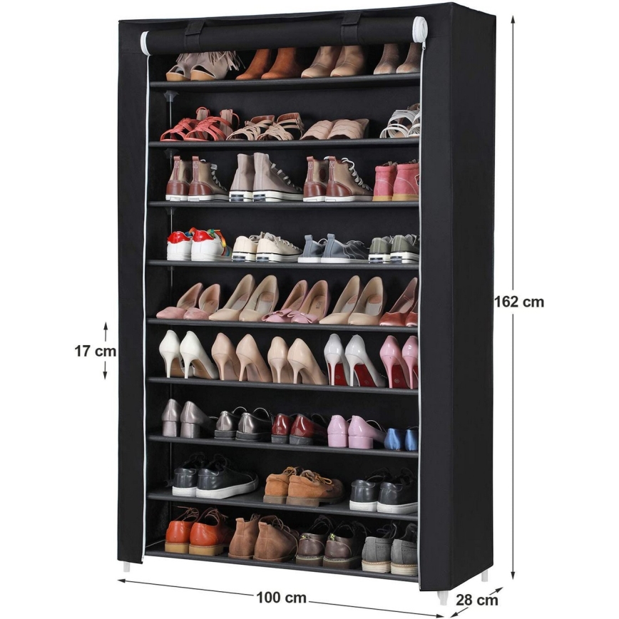 Armoire de rangement en tissu à étagères MATIS 100 x 162 cm noire
