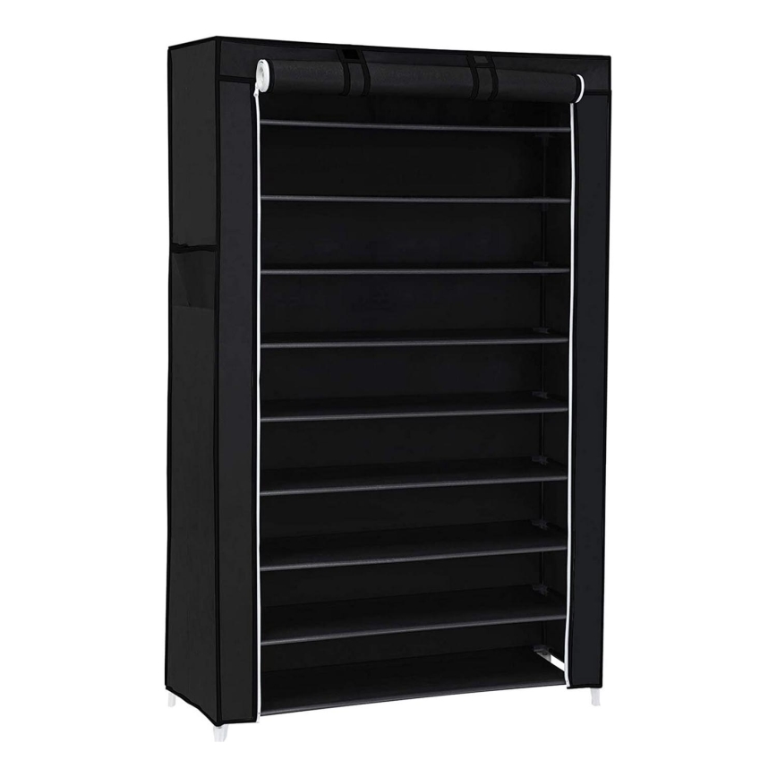 Armoire de rangement en tissu avec étagères MATIS 88x160 cm noire