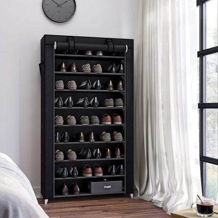 Armoire de rangement en tissu avec étagères MATIS 88x160 cm noire