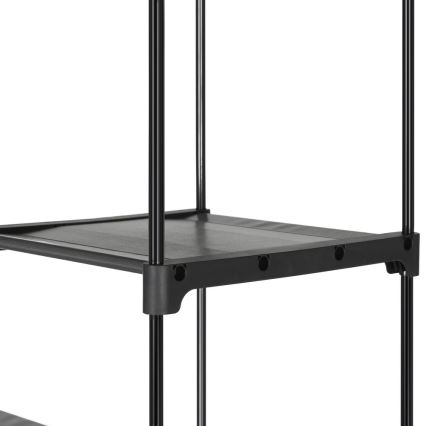 Armoire de rangement en tissu MATIS 140 x 174 cm, noire, avec étagères et tringle à vêtements