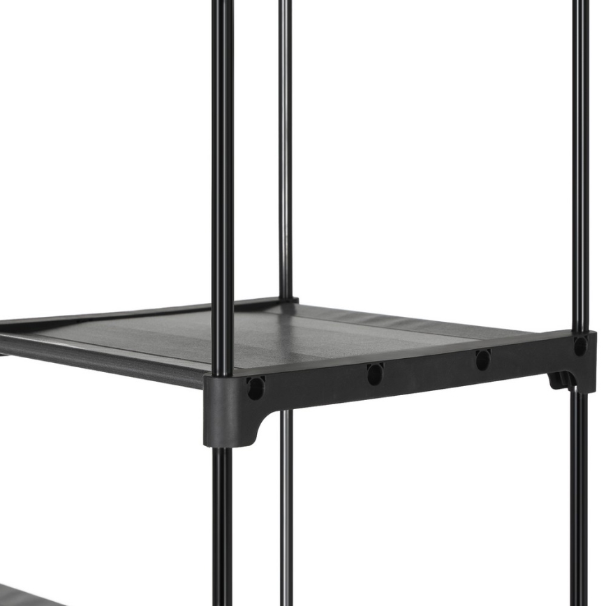 Armoire de rangement en tissu MATIS 140 x 174 cm, noire, avec étagères et tringle à vêtements